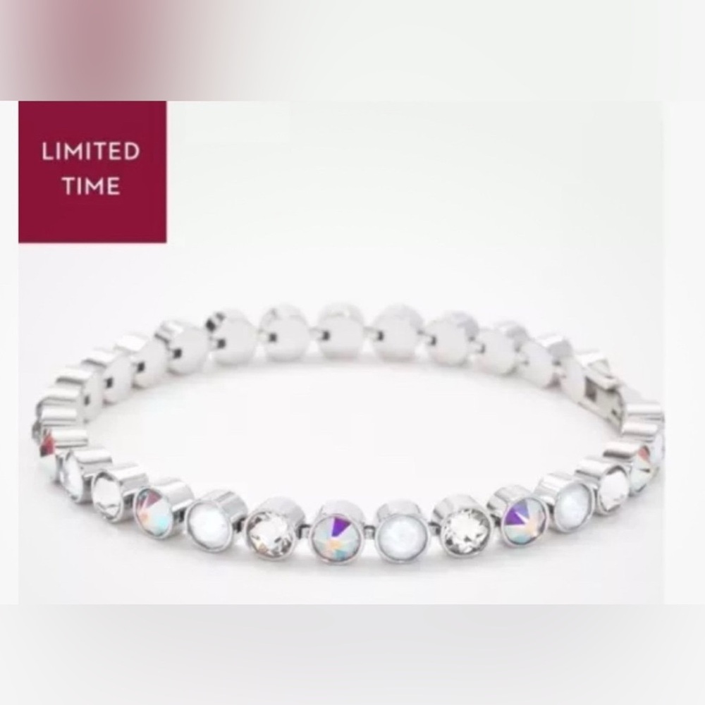 Touchstone Crystal by Swarovski mini ice bracelet FROST aurore boreale & white